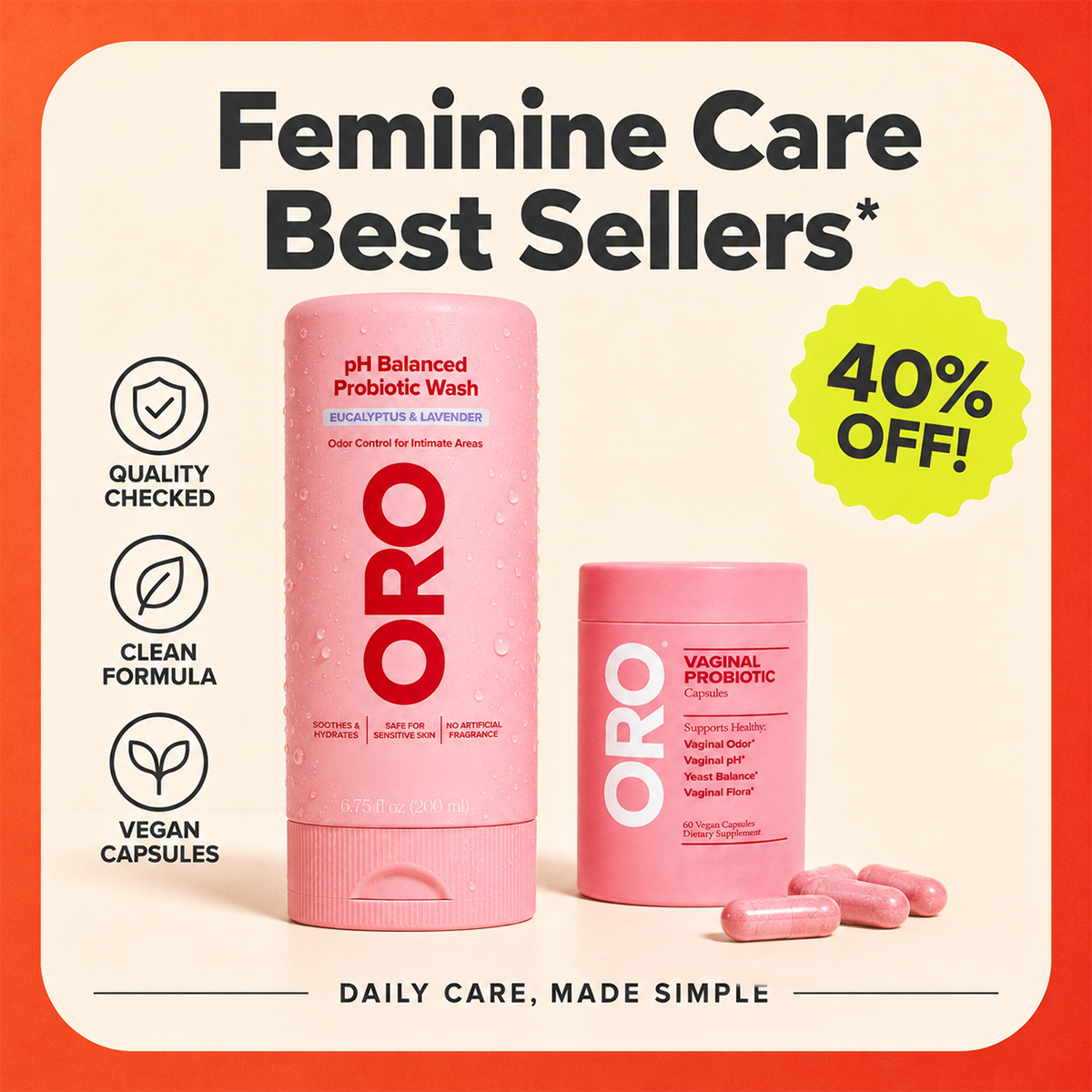 Complete Feminine Balance Bundle,PH Balanced Probiotic Wash, Gentle pH for Freshness