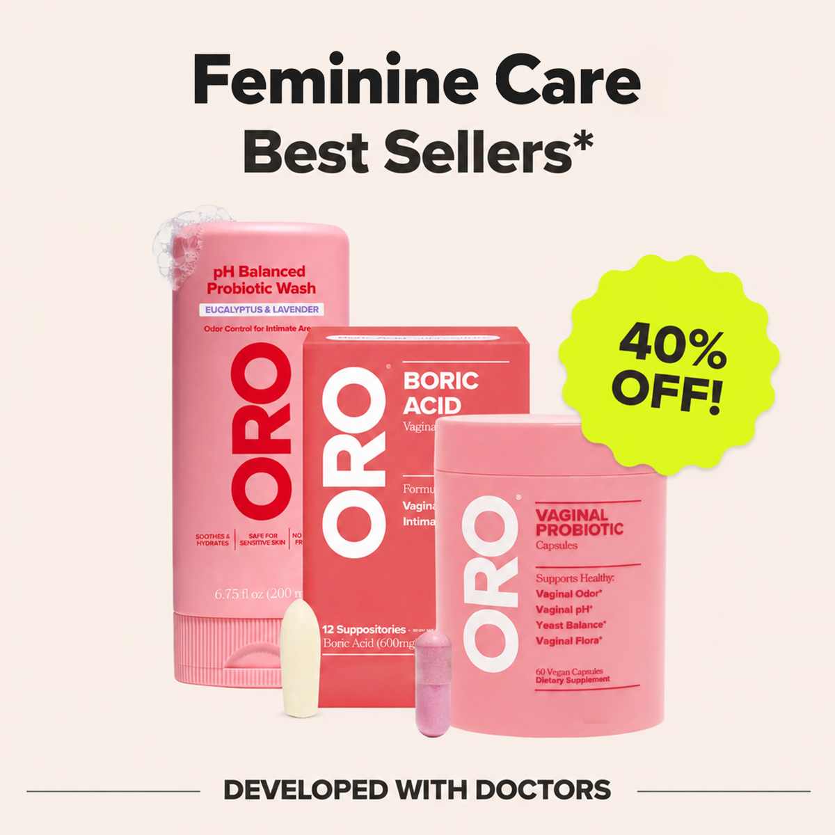 Complete Feminine Balance Bundle,PH Balanced Probiotic Wash, Gentle pH for Freshness