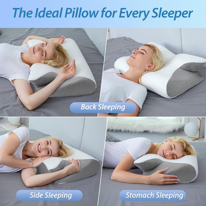 2-in-1 Dual-Contour Memory Foam Neck Pillow – Ergonomic Support for Sleep & Rest