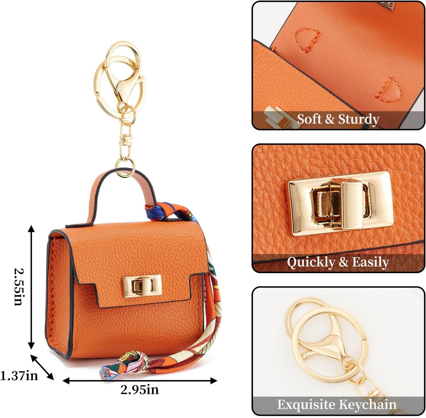 👛Mini Square Bag Pendant Keychain - High Quality Leather with Colorful Strap