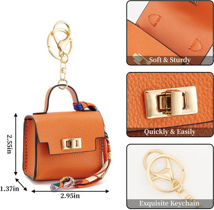 👛Mini Square Bag Pendant Keychain - High Quality Leather with Colorful Strap
