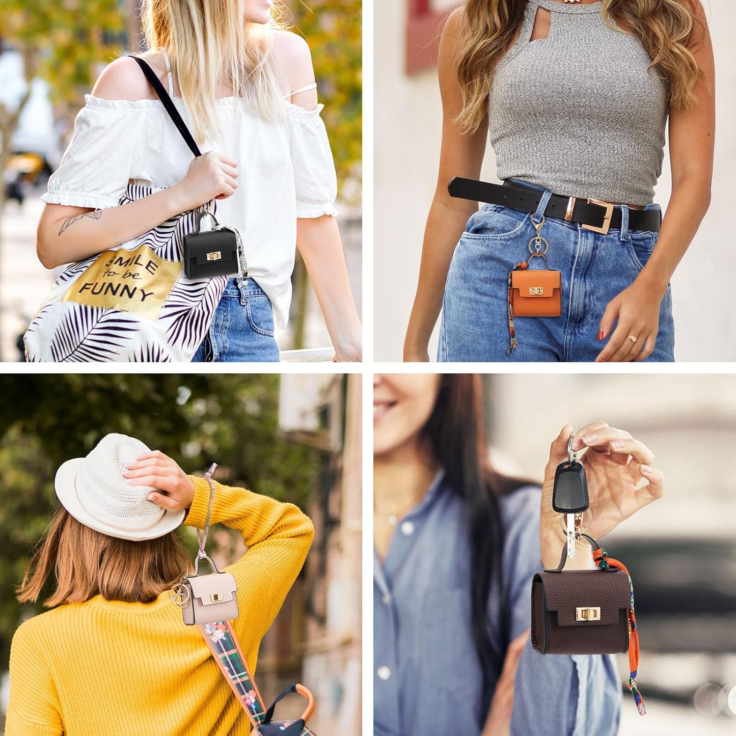 👛Mini Square Bag Pendant Keychain - High Quality Leather with Colorful Strap