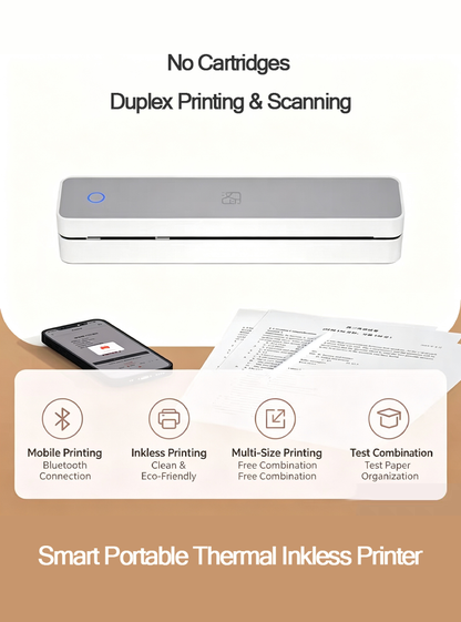 🔥 Smart Portable Thermal Inkless Printer - No Cartridges, Duplex Printing & Scanning