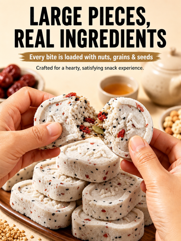 💖Handmade Red Date & Poria Bazhen Cakes – Soft, Wholesome Whole-Grain Snack