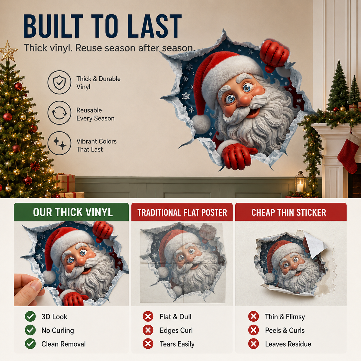🎄Christmas 3D Holiday Wall Stickers | Christmas & Halloween Decor