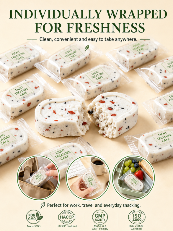 💖Handmade Red Date & Poria Bazhen Cakes – Soft, Wholesome Whole-Grain Snack
