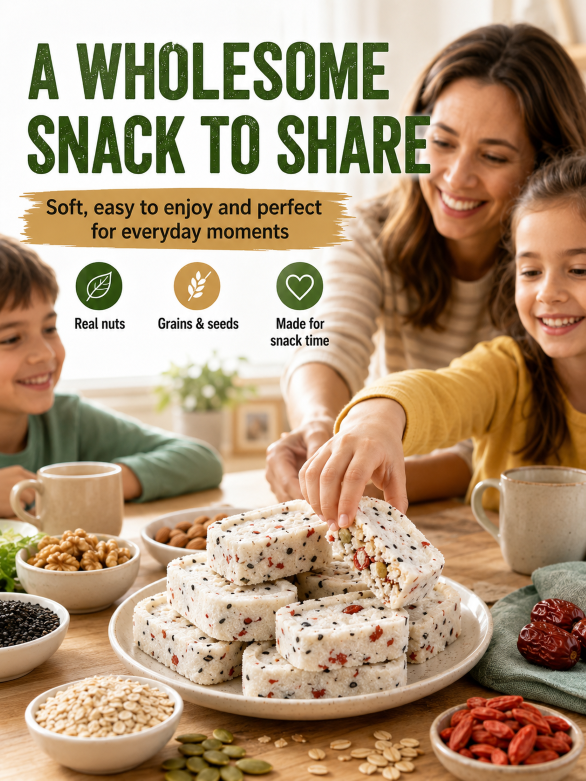 💖Handmade Red Date & Poria Bazhen Cakes – Soft, Wholesome Whole-Grain Snack