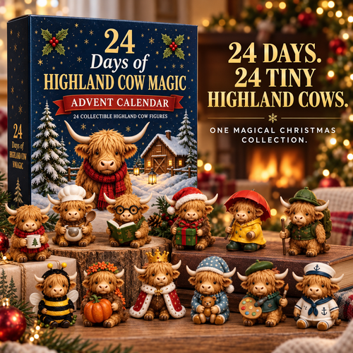 🐮📆 24-Day Highland Cow Advent Calendar – 24 Mini Collectible Surprises