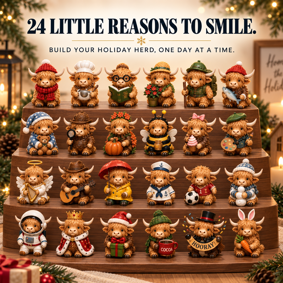 🐮📆 24-Day Highland Cow Advent Calendar – 24 Mini Collectible Surprises