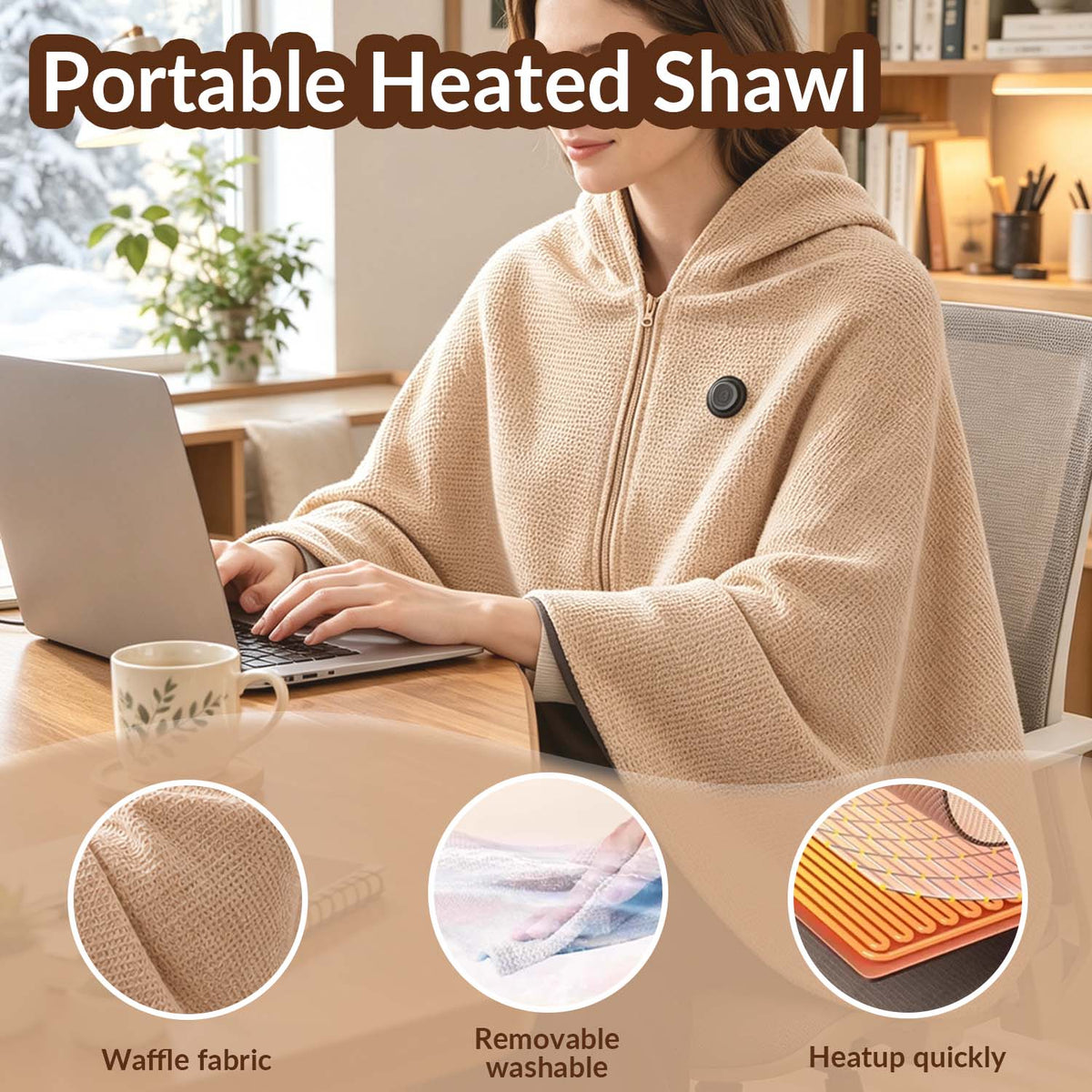 🔥 CozyHeat Wearable Heated Blanket – 3 Heat Levels for Winter Comfort