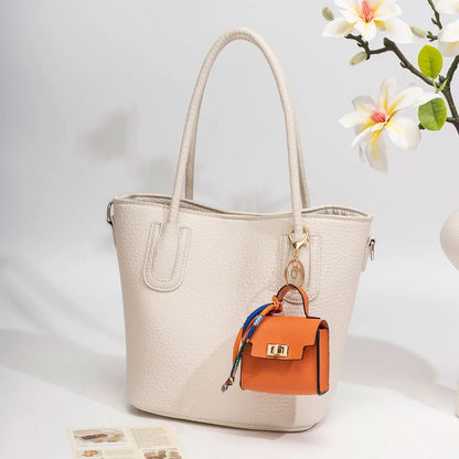 👛Mini Square Bag Pendant Keychain - High Quality Leather with Colorful Strap