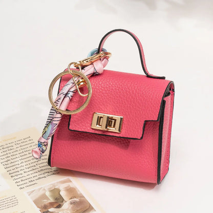 👛Mini Square Bag Pendant Keychain - High Quality Leather with Colorful Strap