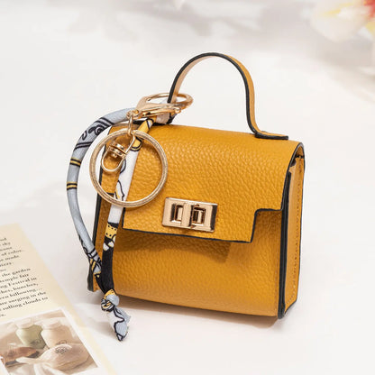 👛Mini Square Bag Pendant Keychain - High Quality Leather with Colorful Strap
