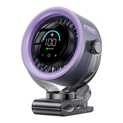 🌬️4000mAh Rechargeable Clip Fan｜100-Speed Touch Screen 360° Swivel Quiet USB Fan