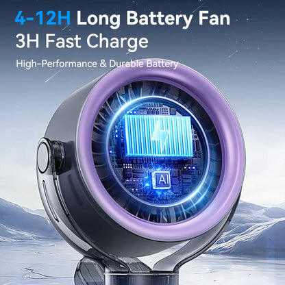 🌬️4000mAh Rechargeable Clip Fan｜100-Speed Touch Screen 360° Swivel Quiet USB Fan