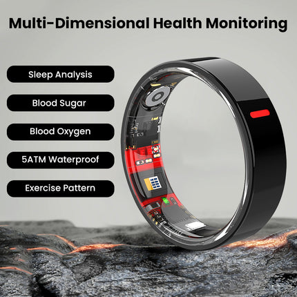 Glucose & SpO2 Smart Ring - Sleep & HRV Tracker