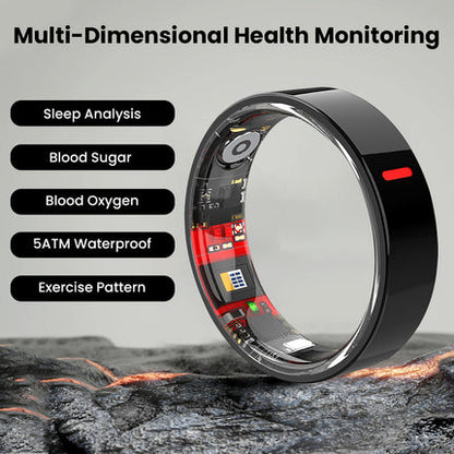 Glucose & SpO2 Smart Ring - Sleep & HRV Tracker