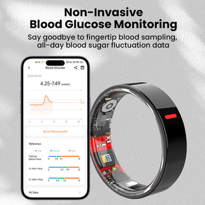 Glucose & SpO2 Smart Ring - Sleep & HRV Tracker