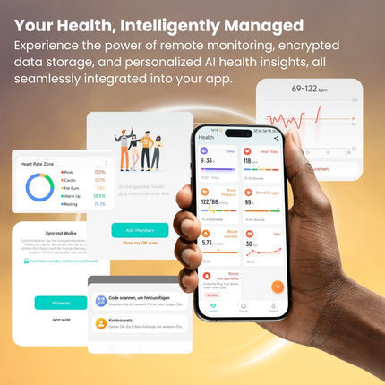 Glucose & SpO2 Smart Ring - Sleep & HRV Tracker