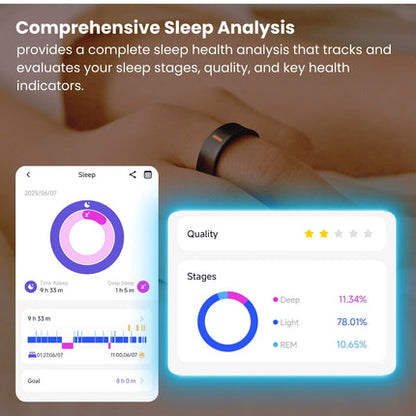 Glucose & SpO2 Smart Ring - Sleep & HRV Tracker