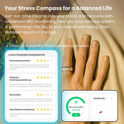 Glucose & SpO2 Smart Ring - Sleep & HRV Tracker