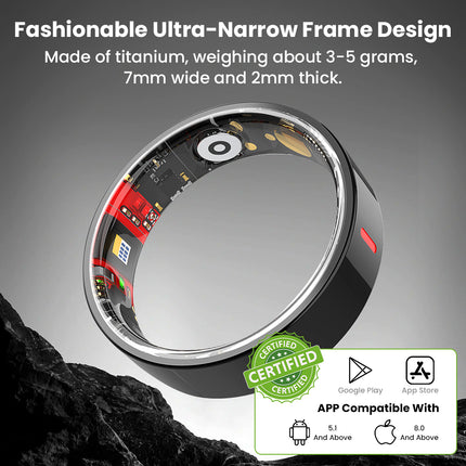 Glucose & SpO2 Smart Ring - Sleep & HRV Tracker