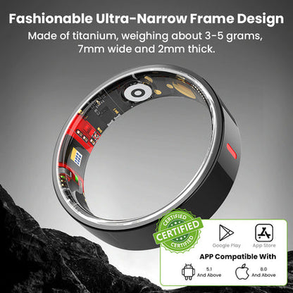 Glucose & SpO2 Smart Ring - Sleep & HRV Tracker