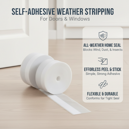 🌡️ Self-Adhesive Weather Stripping – Block Drafts, Seal Gaps &amp; Improve Home Comfort 🏠