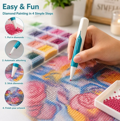 💎Automatic Pen for Diamond Painting – Faster Stone Laying and No Constant Wax Refills