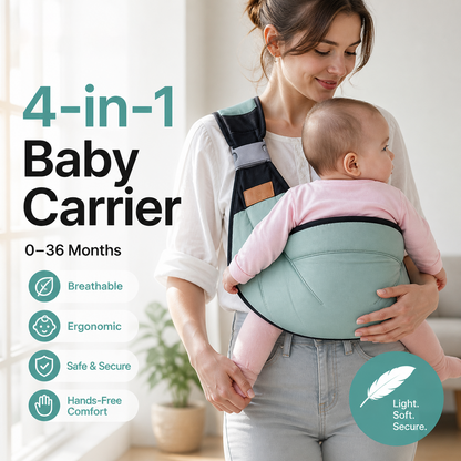 👶 4-in-1 Breathable Baby Carrier – 0–36M | Front & Back Carry | Hands-Free Comfort ✨
