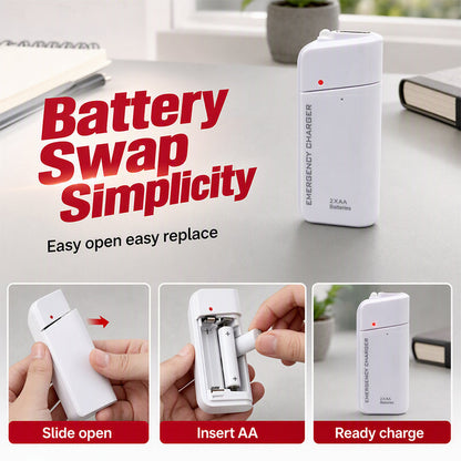 🔋 Portable Emergency Phone Charger – AA Battery Powered Power Bank with LED Flashlight