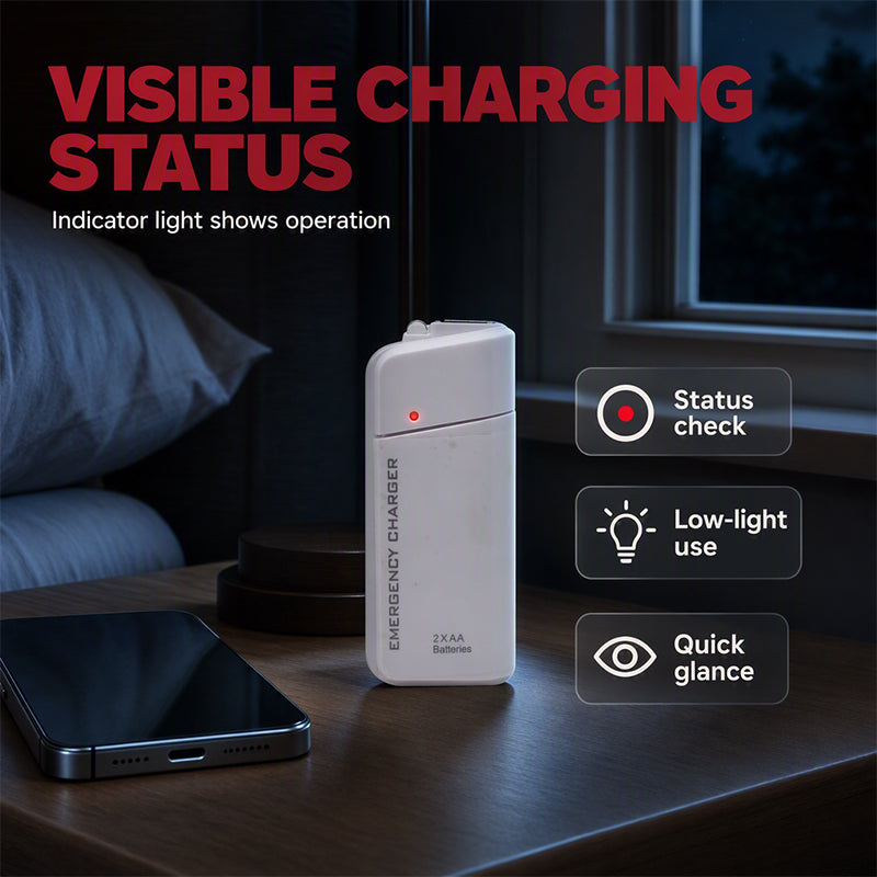 🔋 Portable Emergency Phone Charger – AA Battery Powered Power Bank with LED Flashlight