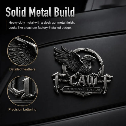 🦅 F-CAW-F Midnight Raven Metal Emblem - Premium Raven Badge For Drivers With Attitude