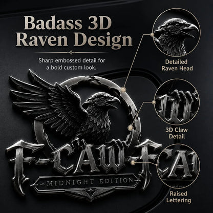 🦅 F-CAW-F Midnight Raven Metal Emblem - Premium Raven Badge For Drivers With Attitude