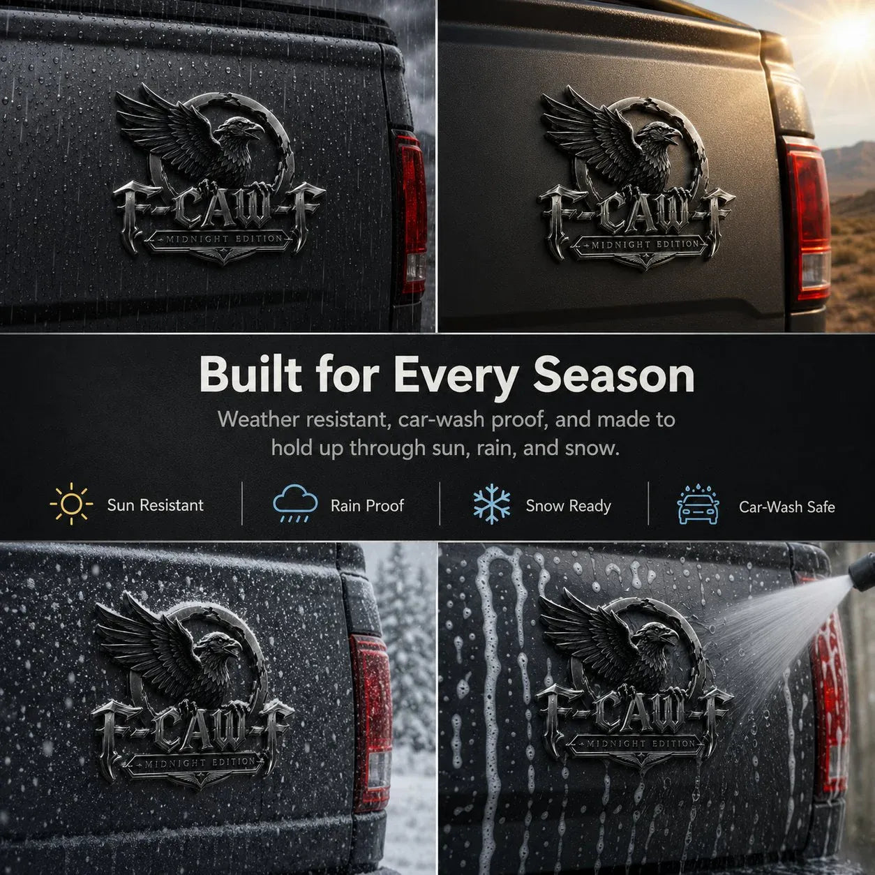 🦅 F-CAW-F Midnight Raven Metal Emblem - Premium Raven Badge For Drivers With Attitude