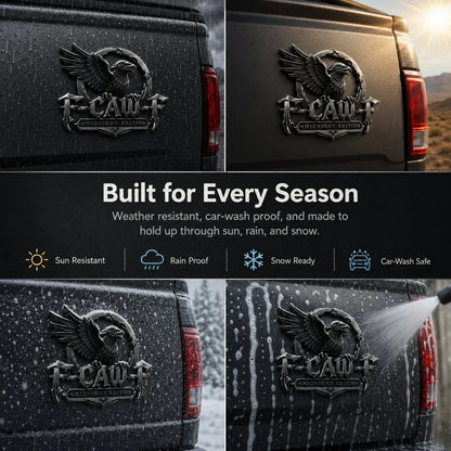 🦅 F-CAW-F Midnight Raven Metal Emblem - Premium Raven Badge For Drivers With Attitude