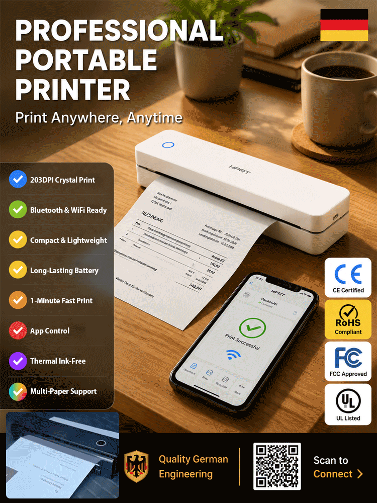 🔥 Smart Portable Thermal Inkless Printer - No Cartridges, Duplex Printing & Scanning