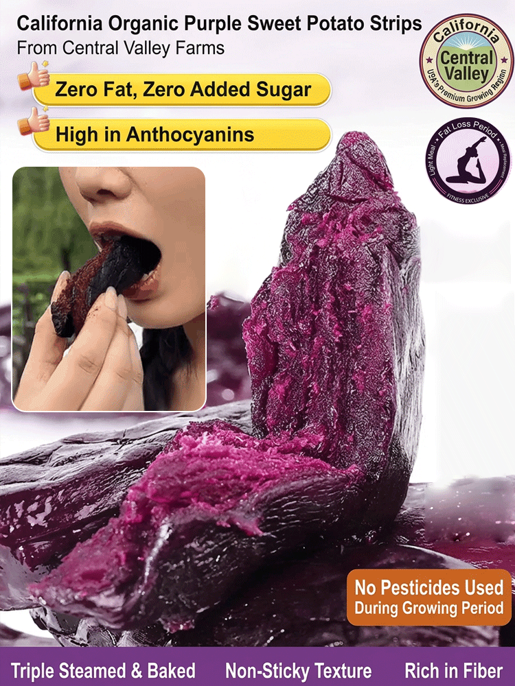 ✨Triple-Steamed Organic Purple Yam Strips – Naturally Sweet, Soft & Chewy🍠