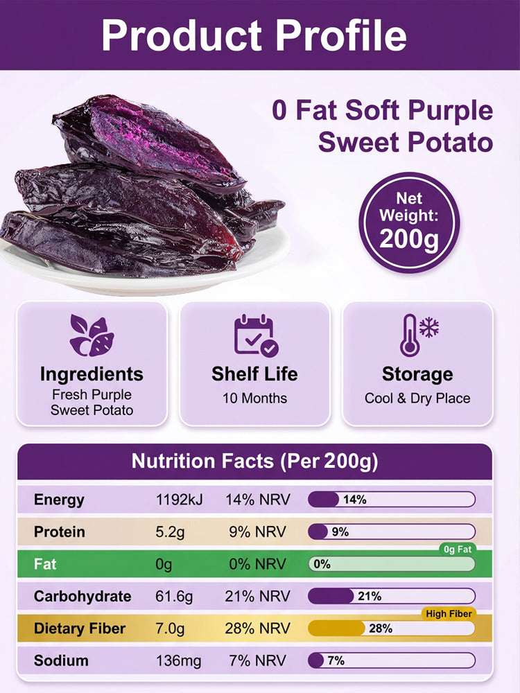 ✨Triple-Steamed Organic Purple Yam Strips – Naturally Sweet, Soft & Chewy🍠