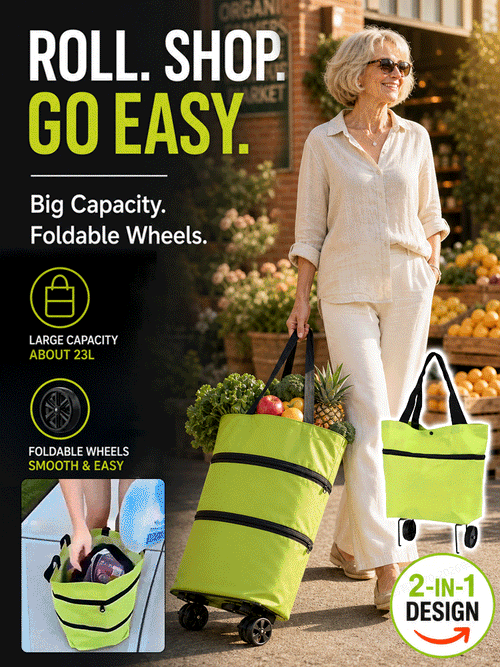 🛒 600D Oxford Fabric Rolling Cart – Expandable, Waterproof & Quiet, Holds Up to 10kg