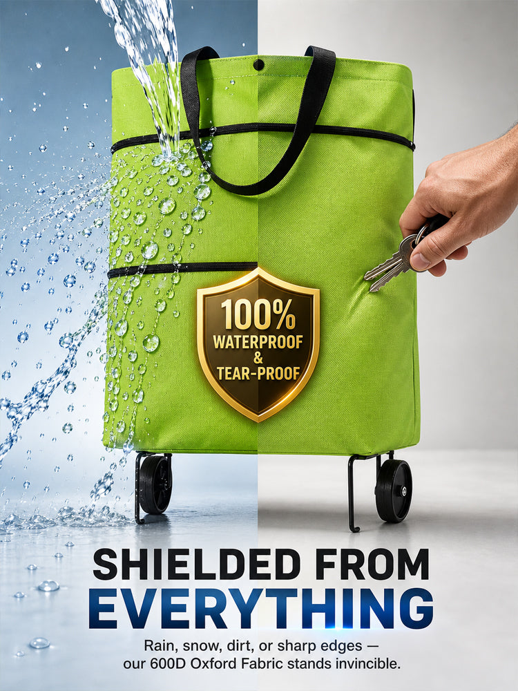 🛒 600D Oxford Fabric Rolling Cart – Expandable, Waterproof & Quiet, Holds Up to 10kg
