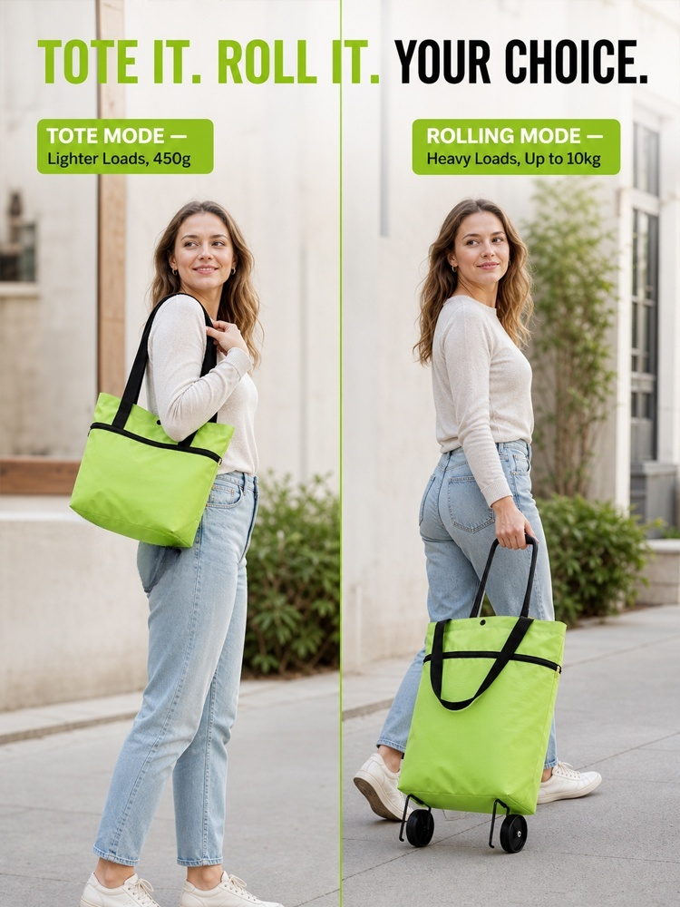 🛒 600D Oxford Fabric Rolling Cart – Expandable, Waterproof & Quiet, Holds Up to 10kg