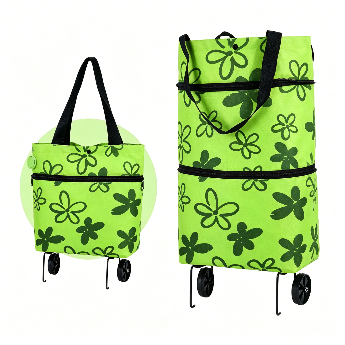 🛒 600D Oxford Fabric Rolling Cart – Expandable, Waterproof & Quiet, Holds Up to 10kg
