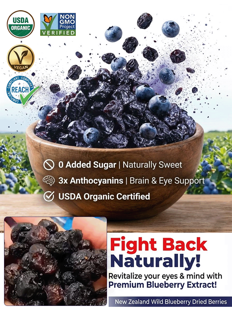 🫐 Premium Unsweetened Dried Blueberries — No Added Sugar, Naturally Rich in Flavonoids