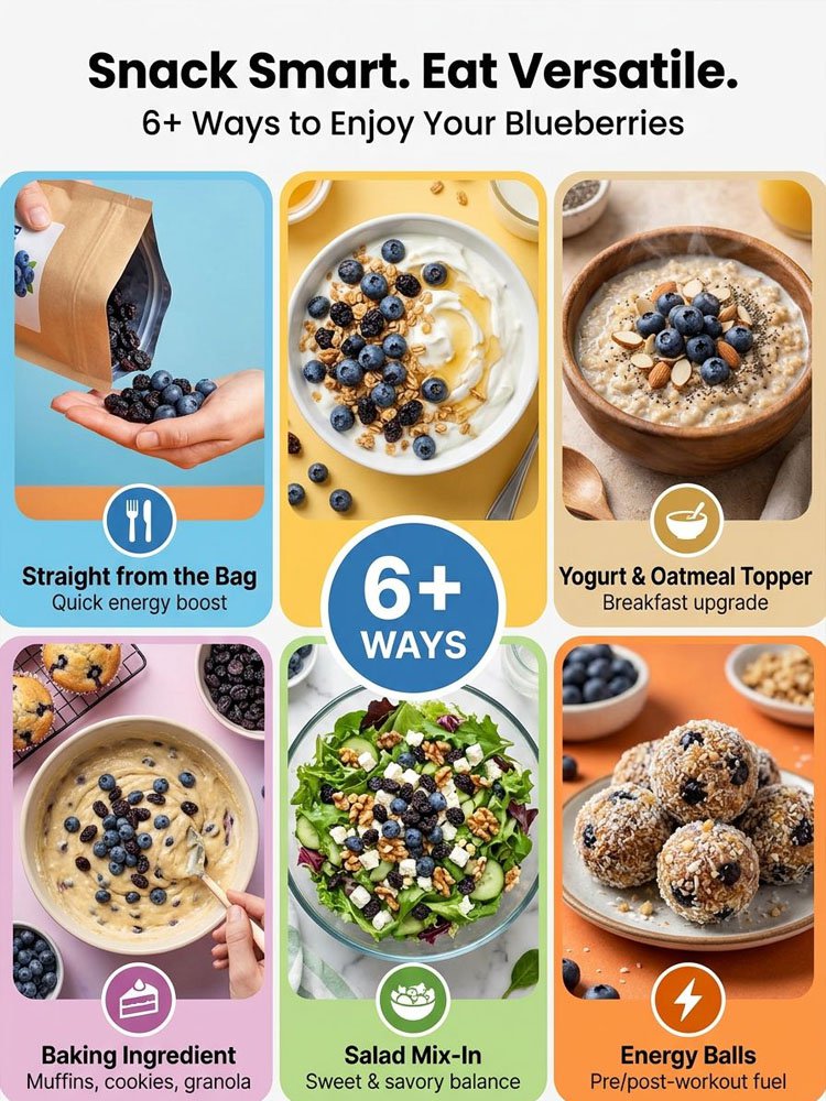 🫐 Premium Unsweetened Dried Blueberries — No Added Sugar, Naturally Rich in Flavonoids