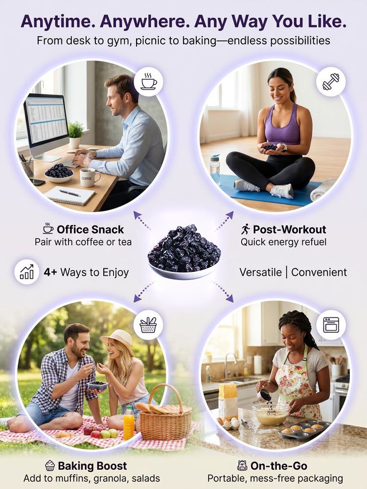 🫐 Premium Unsweetened Dried Blueberries — No Added Sugar, Naturally Rich in Flavonoids