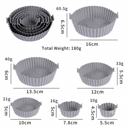 🔥 6-Piece Silicone Air Fryer Baking Tray Set – Non-Stick, Reusable & Easy to Clean