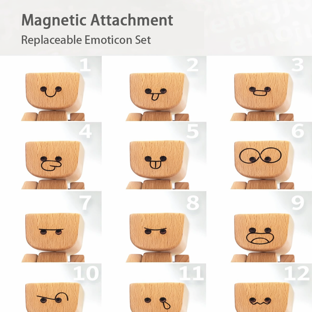 🪵Wooden Decorative Figure | Movable Rocking Design, Interchangeable Faces, Art Tabletop Ornament