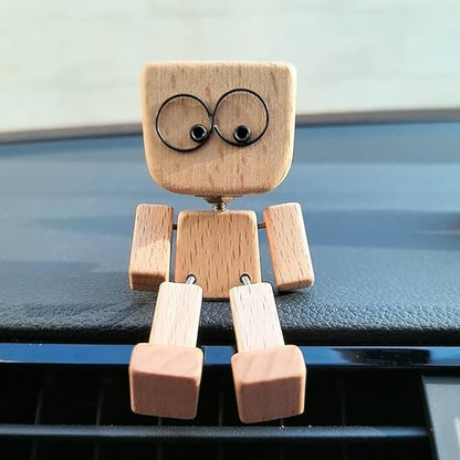 🪵Wooden Decorative Figure | Movable Rocking Design, Interchangeable Faces, Art Tabletop Ornament