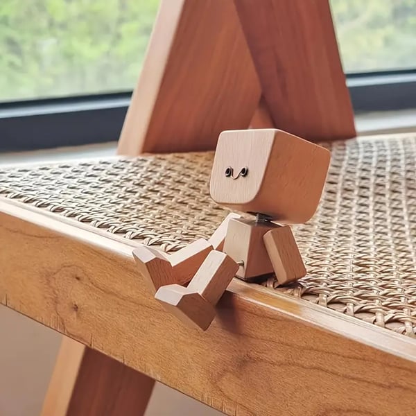 🪵Wooden Decorative Figure | Movable Rocking Design, Interchangeable Faces, Art Tabletop Ornament